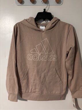 adidas Kids Hoodie Taupe with White Logo